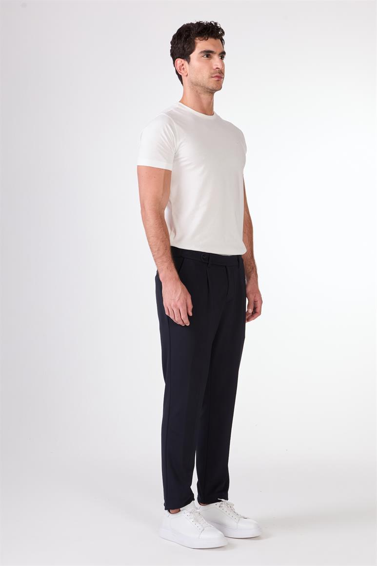Lacivert Yan Cep Düz Renk Slim Fit Erkek Pantolon