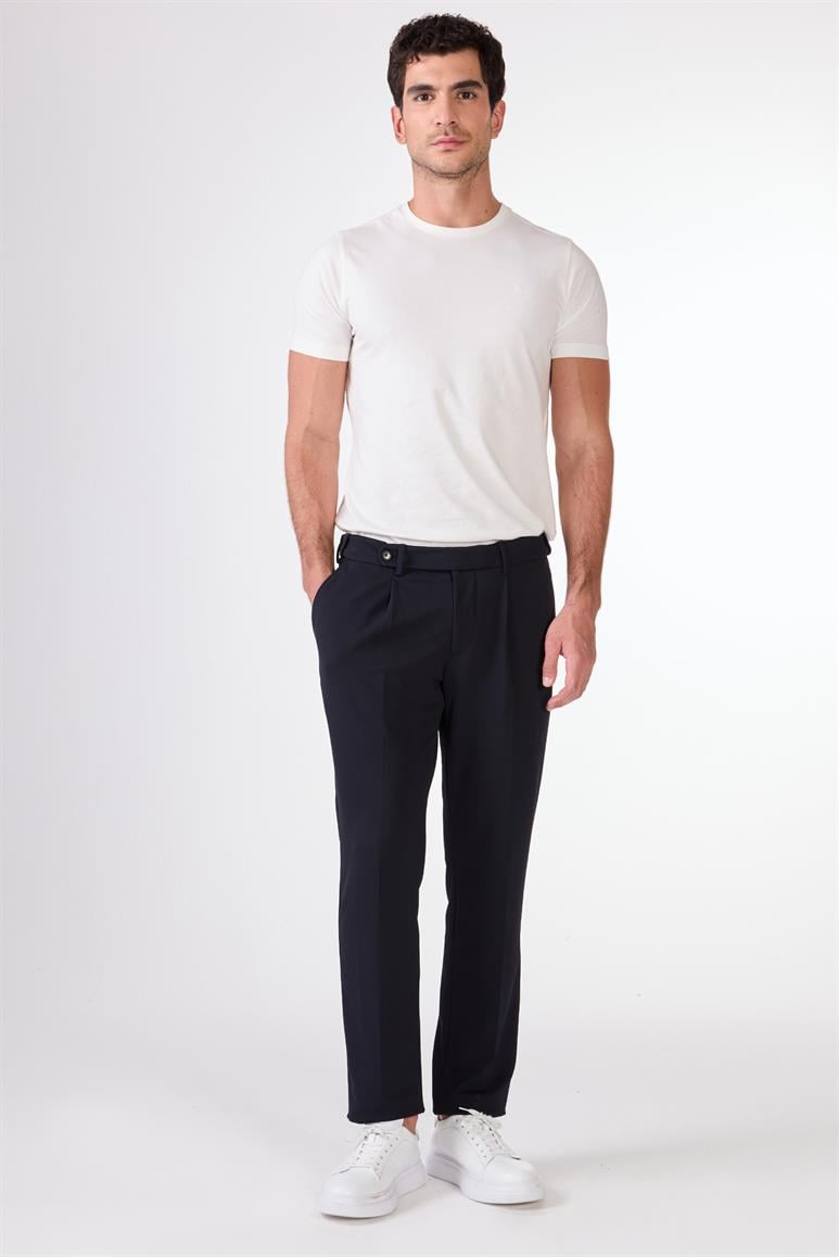 Lacivert Yan Cep Düz Renk Slim Fit Erkek Pantolon