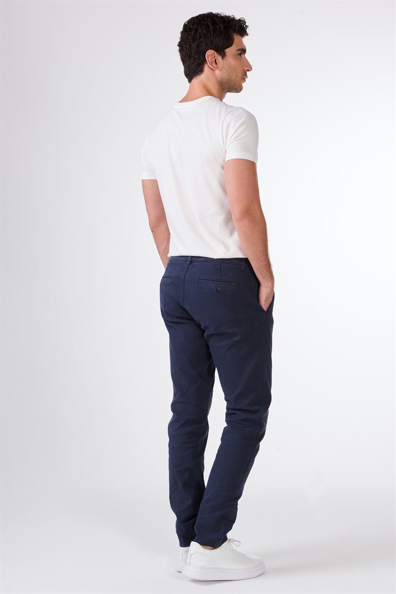 Lacivert Düz Slim Fit Yan Cep Erkek Pantolon 