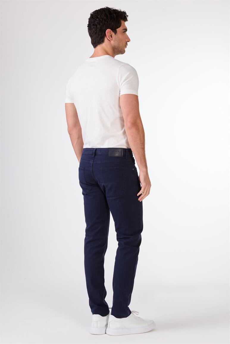 Lacivert 5 Cep Düz Renk Slim Fit Erkek Pantolon