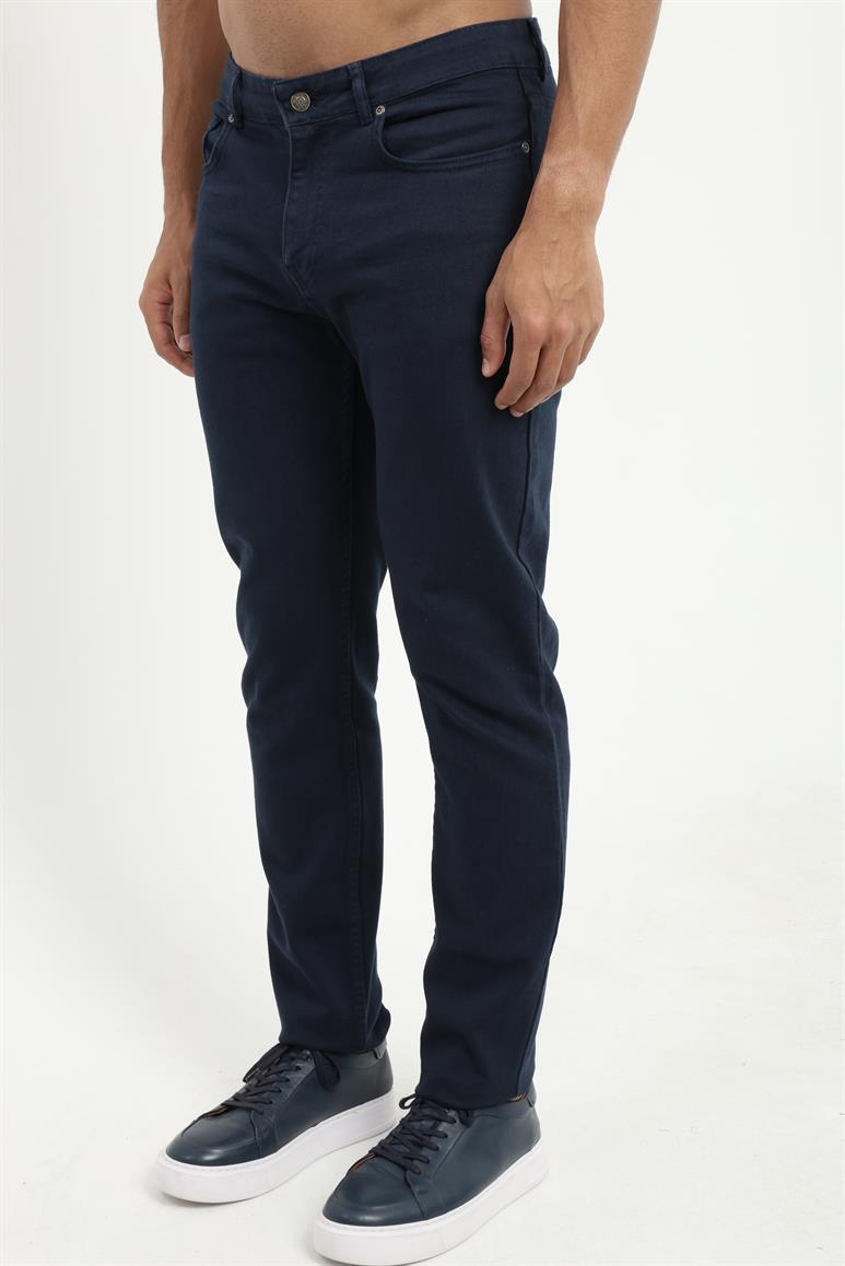 Lacivert 5 Cep Düz Renk Slim Fit Erkek Pantolon