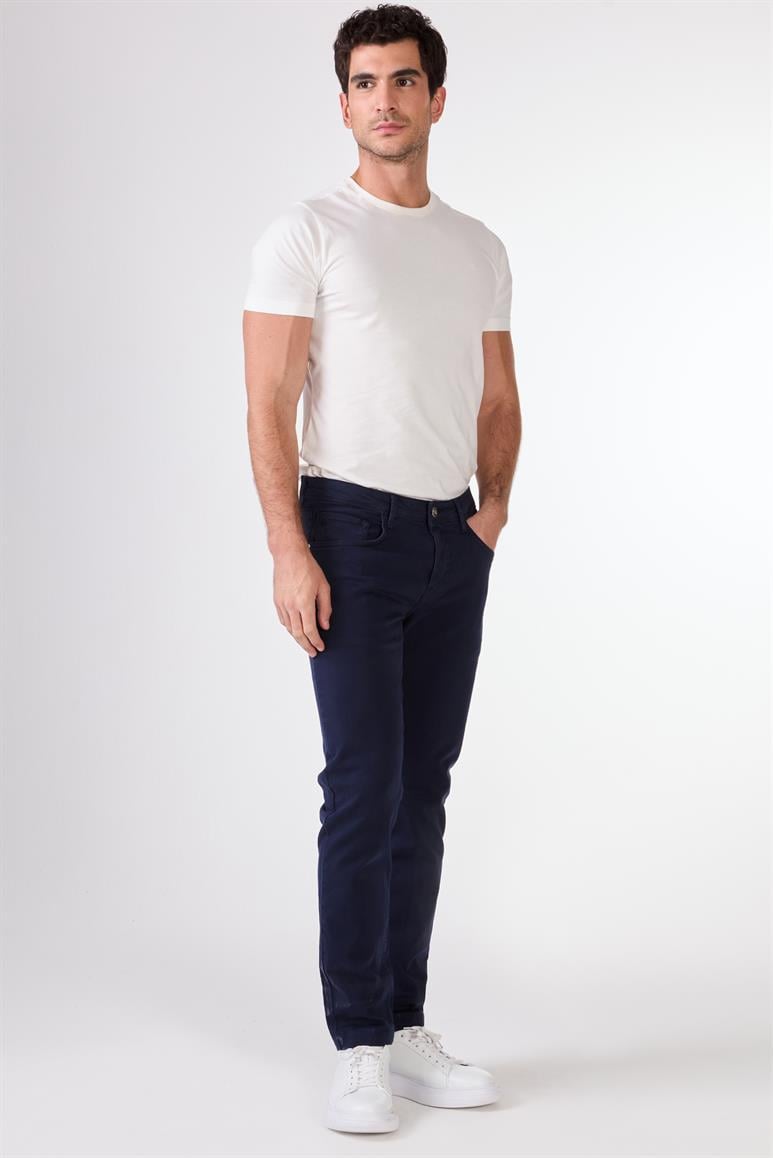 Lacivert 5 Cep Düz Renk Slim Fit Erkek Pantolon