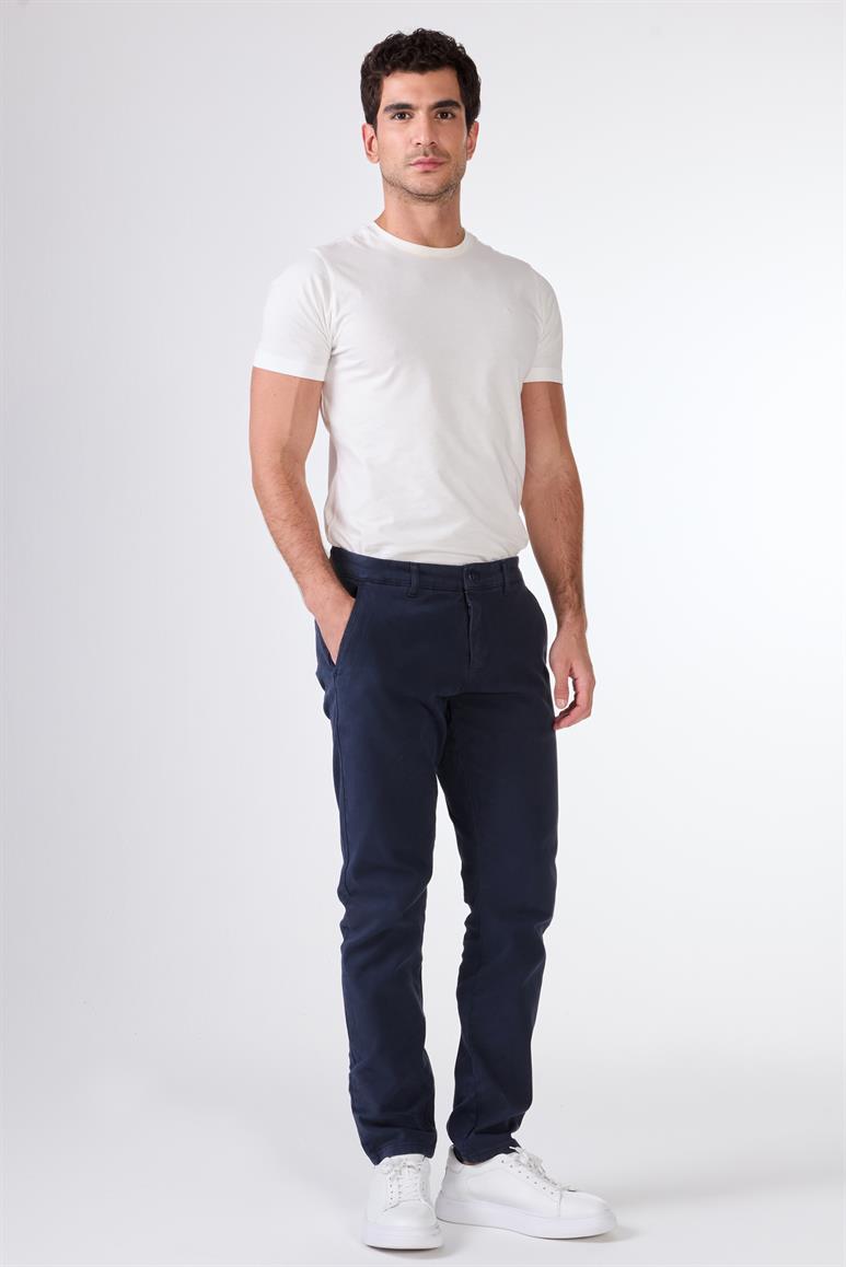 Lacivert Düz Slim Fit Yan Cep Erkek Pantolon 