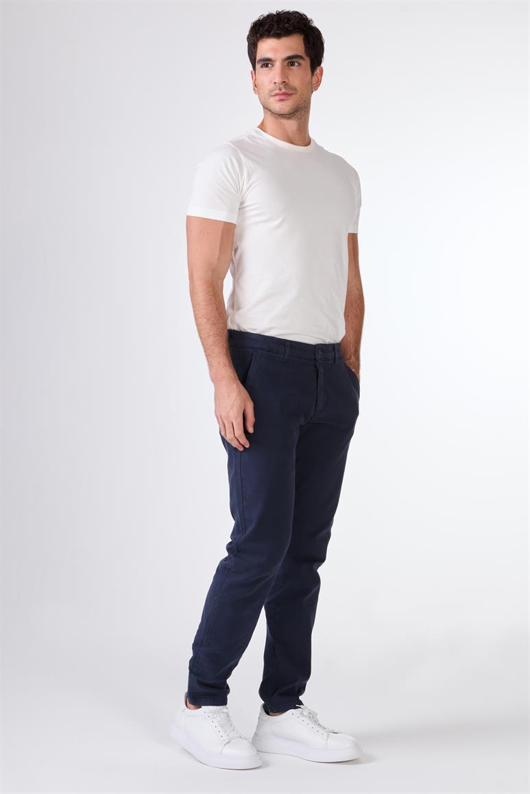 Lacivert Düz Slim Fit Yan Cep Erkek Pantolon 