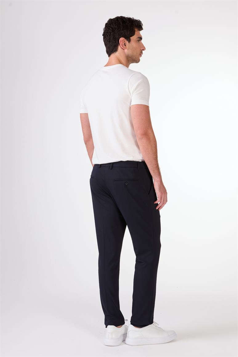 Lacivert Yan Cep Düz Renk Slim Fit Erkek Pantolon