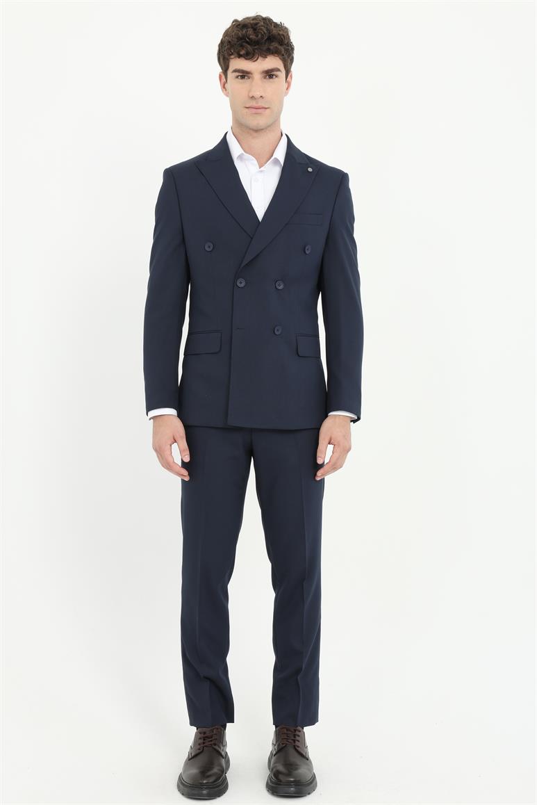 LACİVERT DÜZ KRUVAZE TAKIM ELBİSE - SLIM FIT
