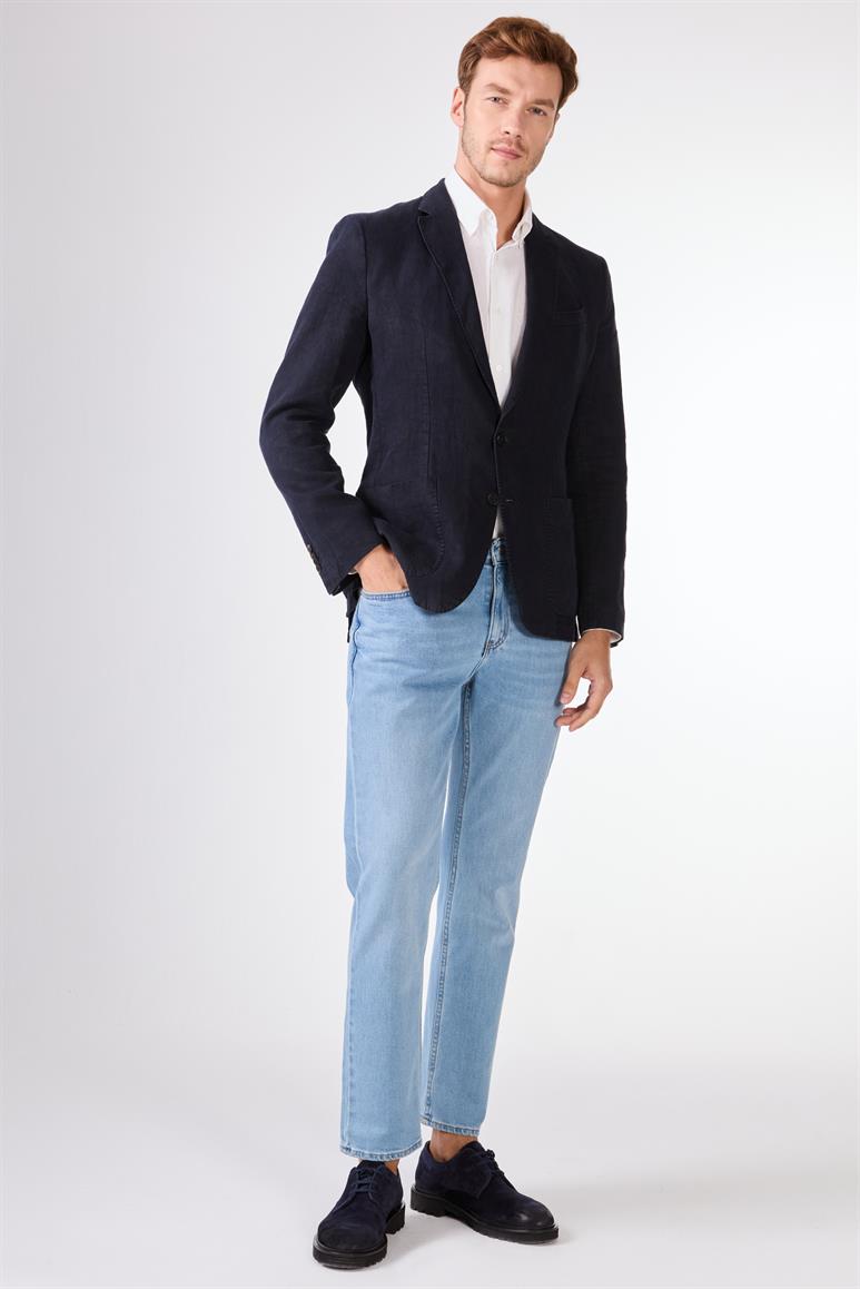 Lacivert Mono Yaka Slim Fit Erkek Ceket