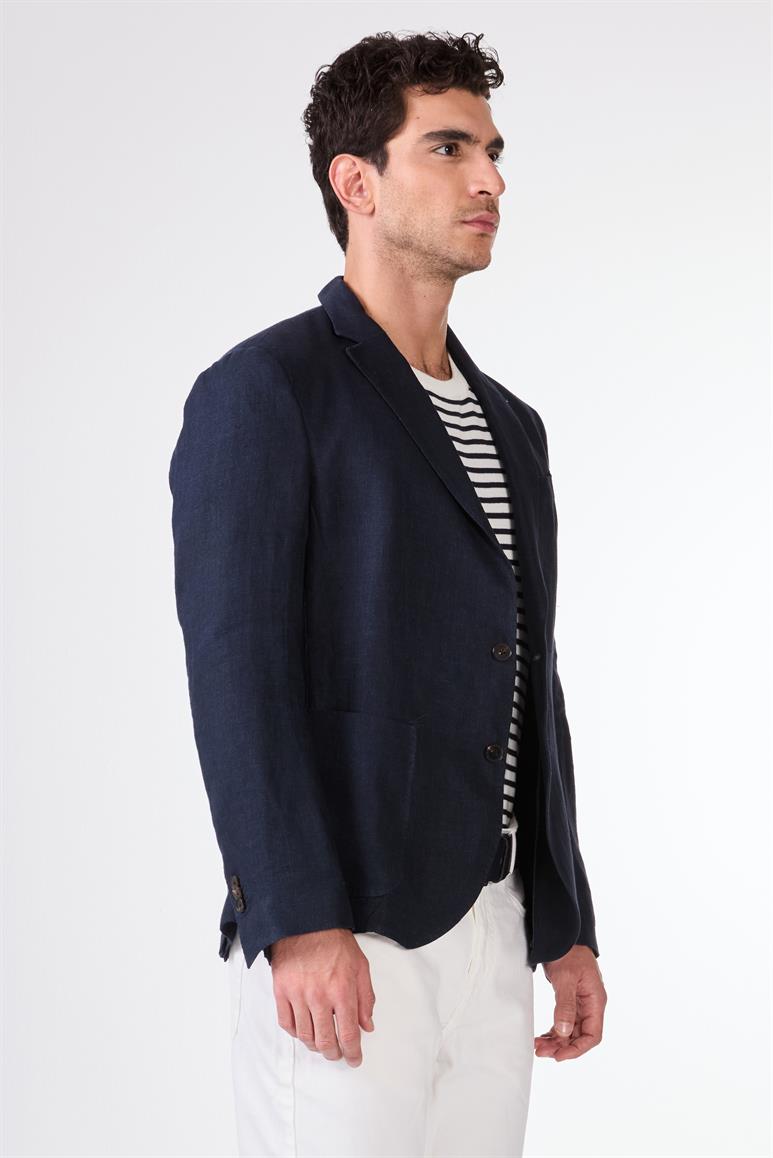 Lacivert Mono Yaka Slim Fit Erkek Ceket
