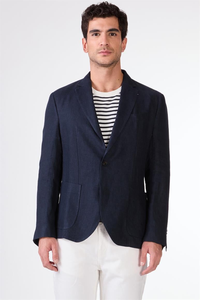 Lacivert Mono Yaka Slim Fit Erkek Ceket