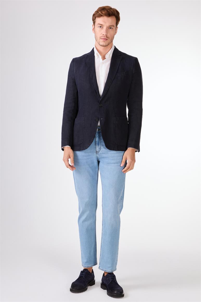 Lacivert Mono Yaka Slim Fit Erkek Ceket
