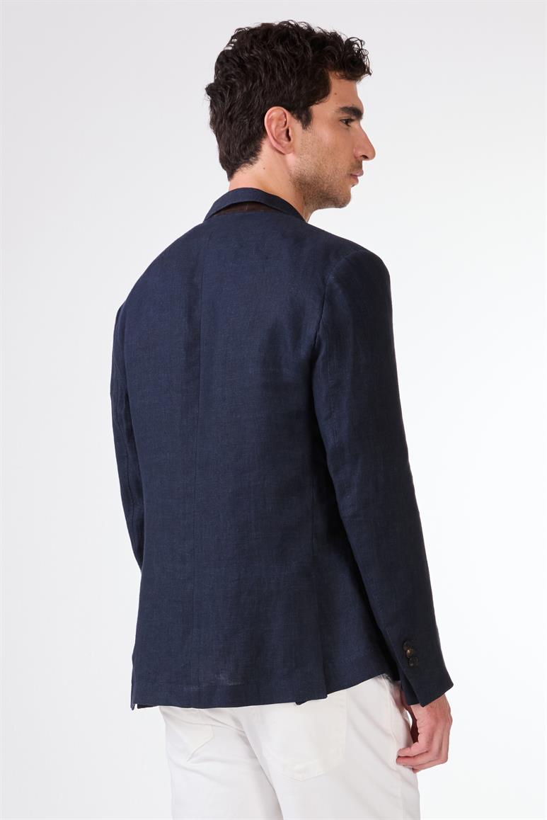 Lacivert Mono Yaka Slim Fit Erkek Ceket