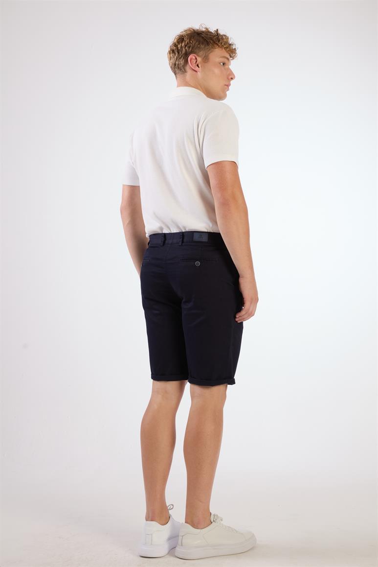 Lacivert Erkek Regular Fit Düz Casual Short 