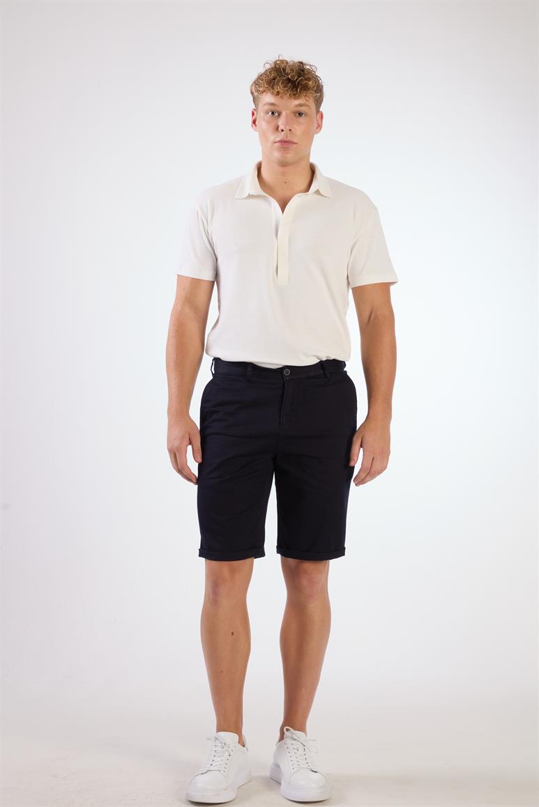 Lacivert Erkek Regular Fit Düz Casual Short 
