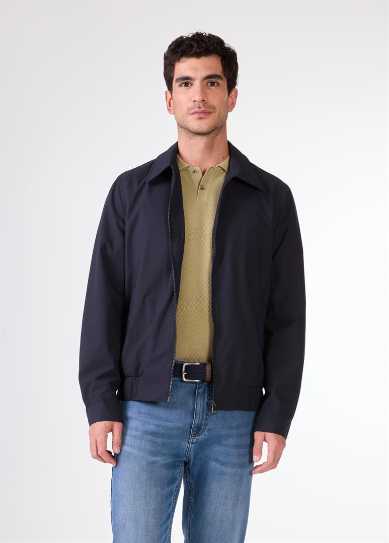 Lacivert Erkek Regular Fit Düz Klasik Yaka Bomber Mont 