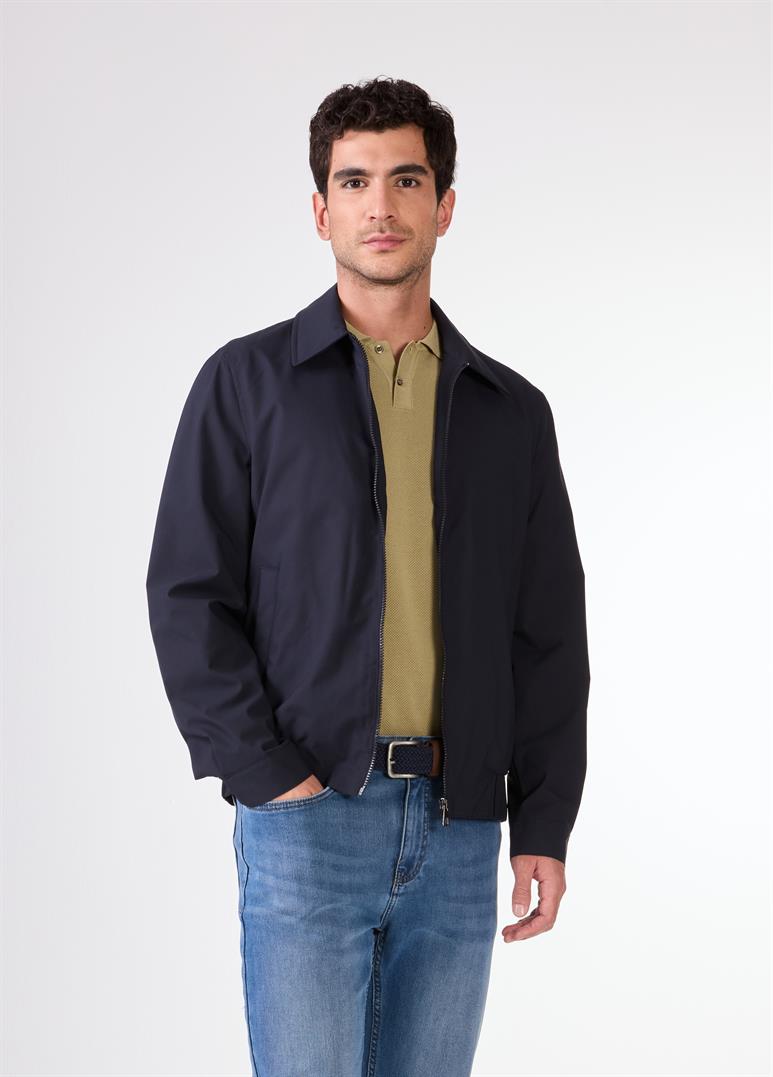 Lacivert Erkek Regular Fit Düz Klasik Yaka Bomber Mont 