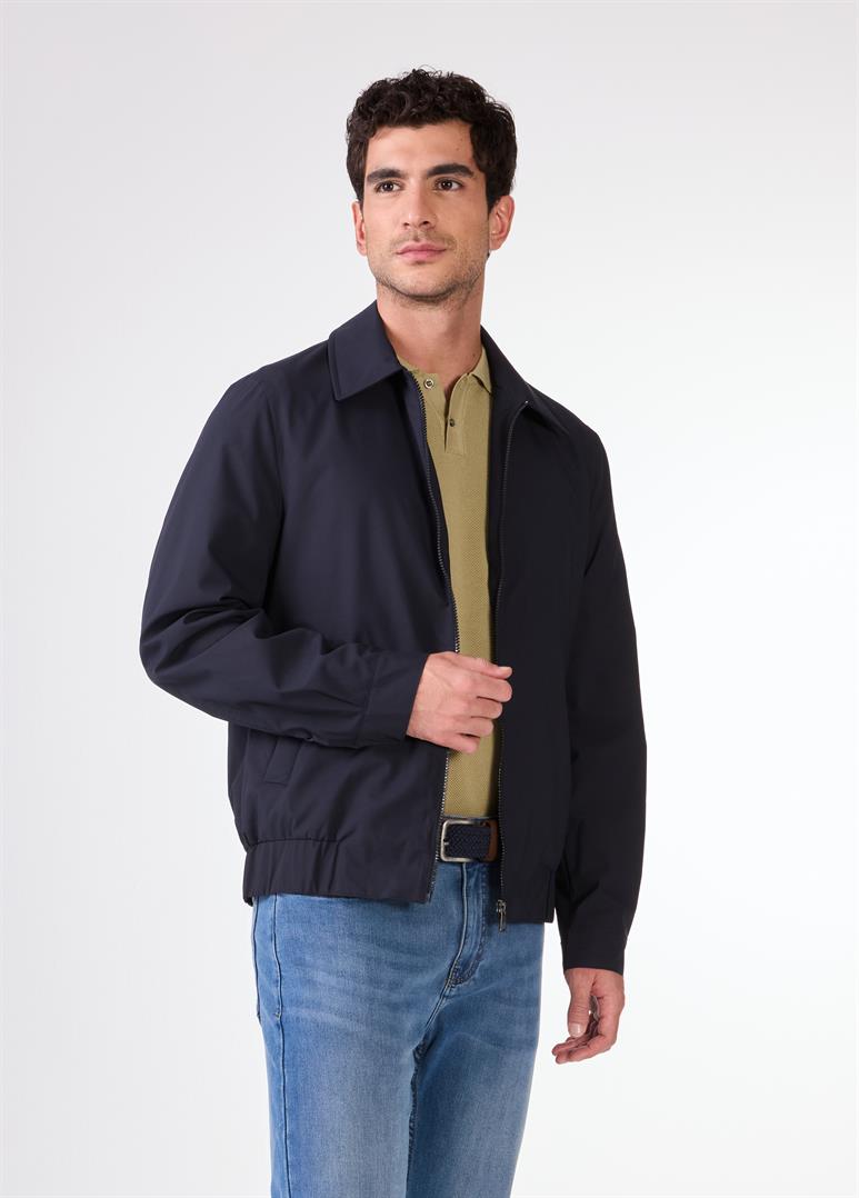 Lacivert Erkek Regular Fit Düz Klasik Yaka Bomber Mont 