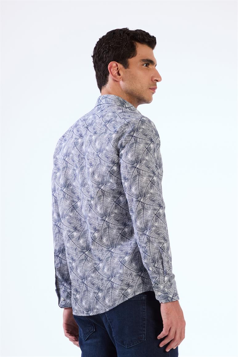 Lacivert Erkek Slim Fit Düz   Gömlek - 92590
