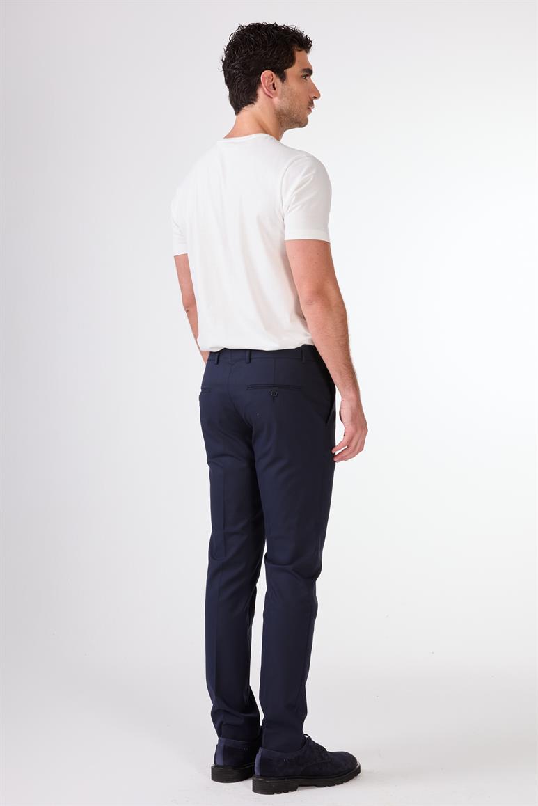 Lacivert Erkek Slim Fit Düz Pantolon 