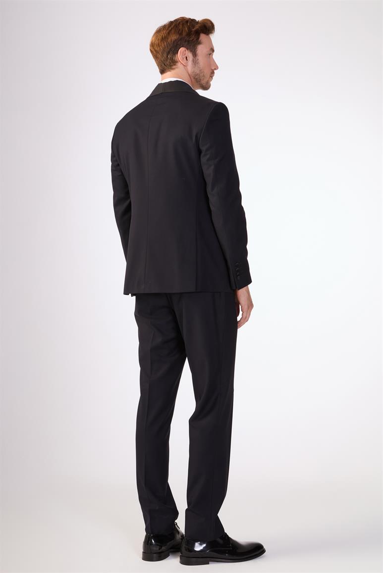 Lacivert Erkek Slim Fit   Mono Yaka Smokin Takım 