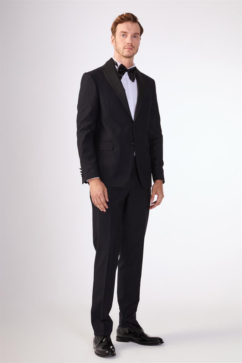 Lacivert Erkek Slim Fit   Mono Yaka Smokin Takım 