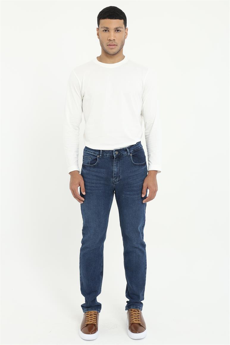 M Lacivert Regular Fit Denim Pantolon 