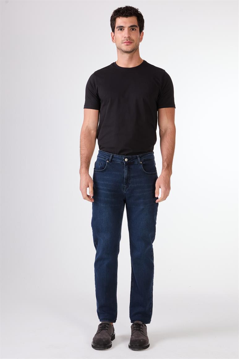 M.Lacivert Slim Fit Erkek Denim Pantolon