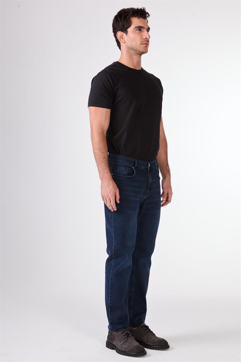 M.Lacivert Slim Fit Erkek Denim Pantolon