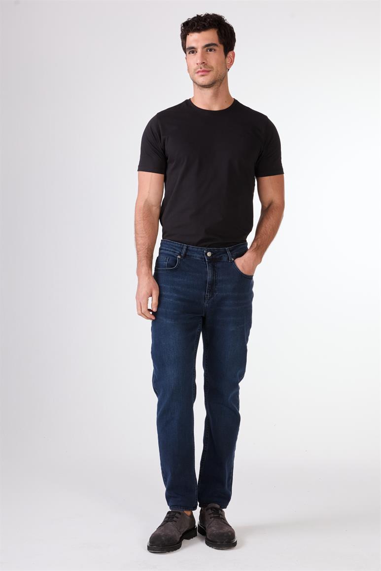 M.Lacivert Slim Fit Erkek Denim Pantolon
