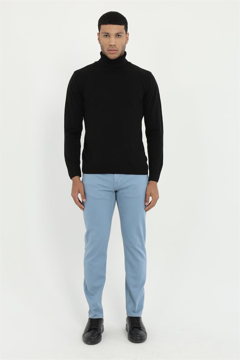Mavi 5 Cep Düz Renk Slim Fit Erkek Pantolon
