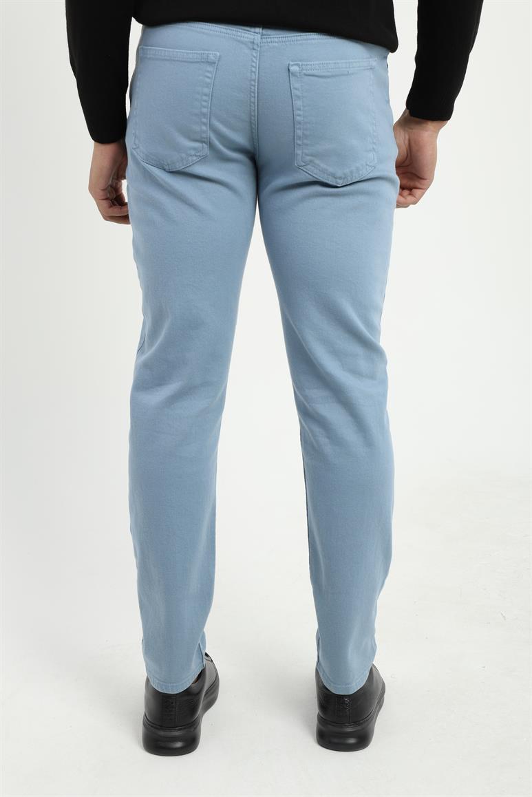 Mavi 5 Cep Düz Renk Slim Fit Erkek Pantolon