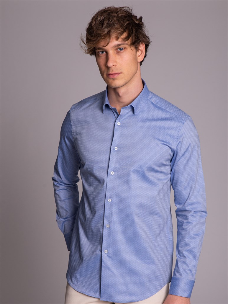 Mavi Erkek Slim Fit Klasik Brent Yaka Uzun Kol Gömlek 