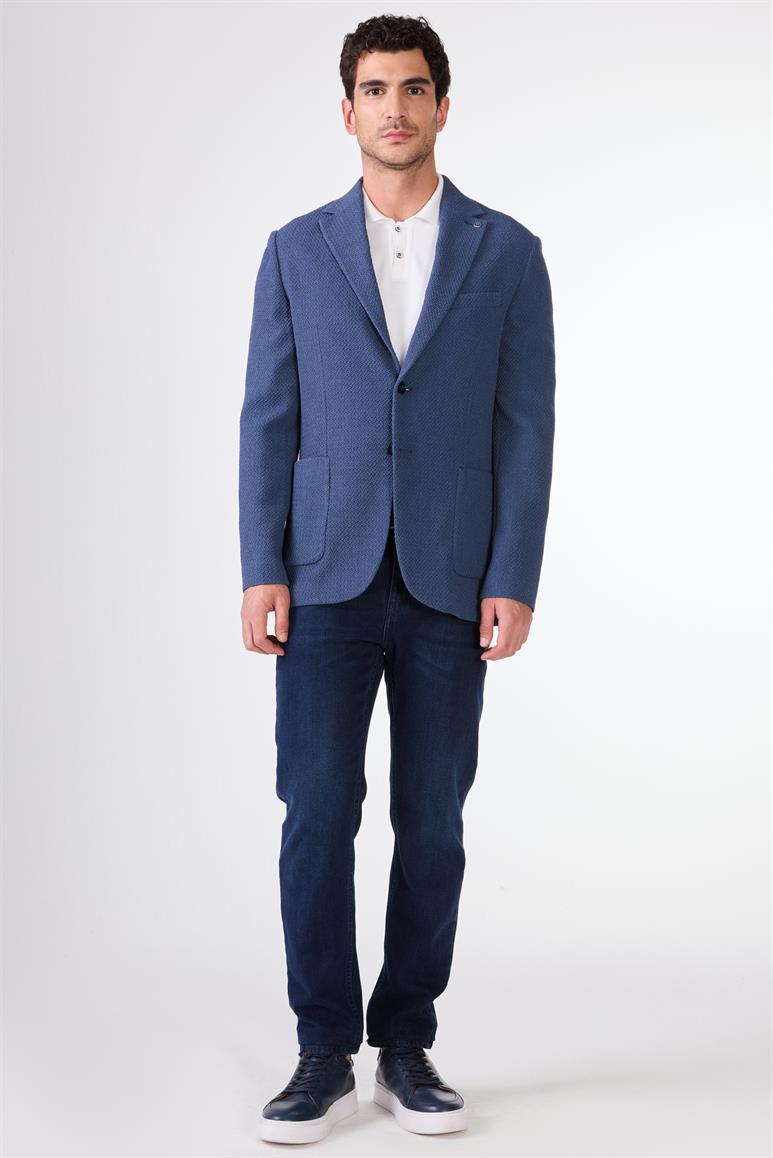 Mavi Erkek Slim Fit Desenli Mono Yaka Ceket 