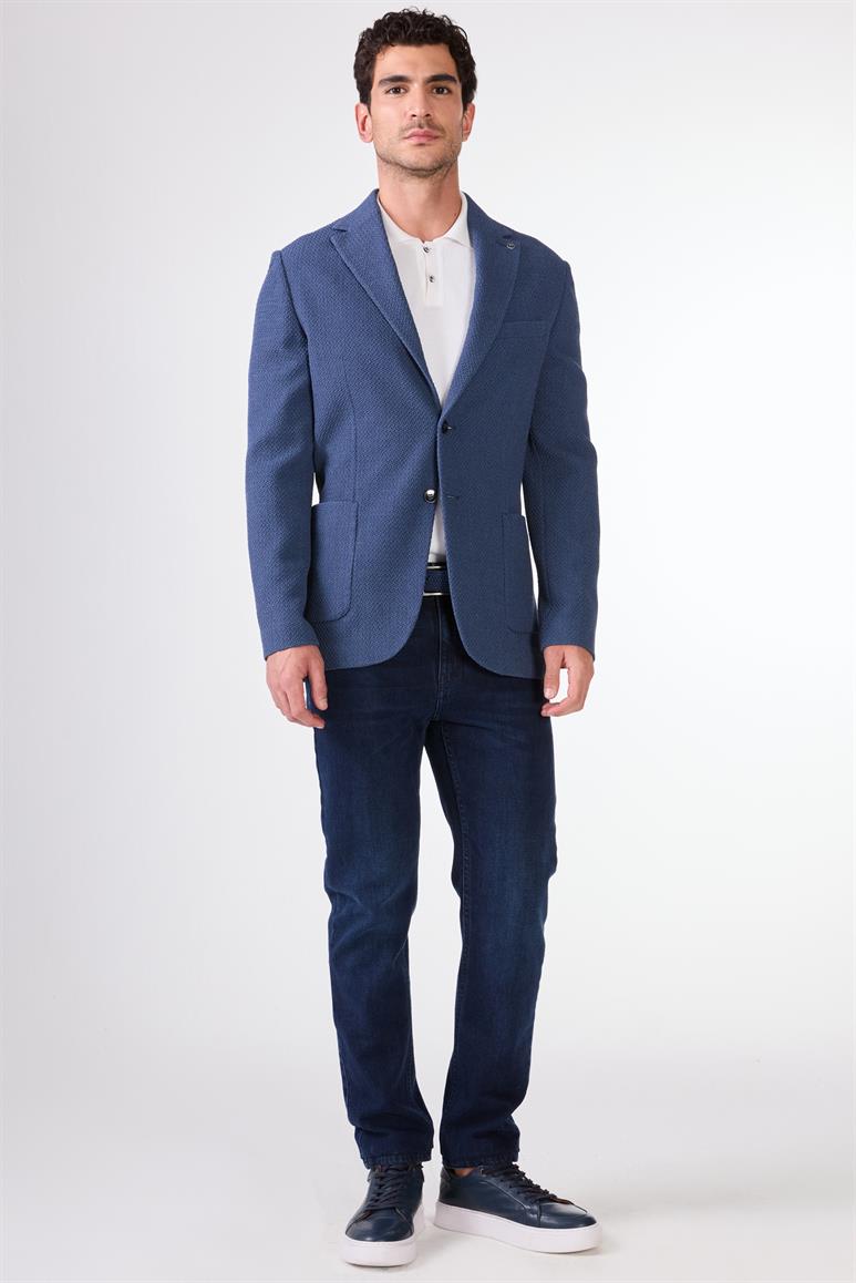 Mavi Erkek Slim Fit Desenli Mono Yaka Ceket 