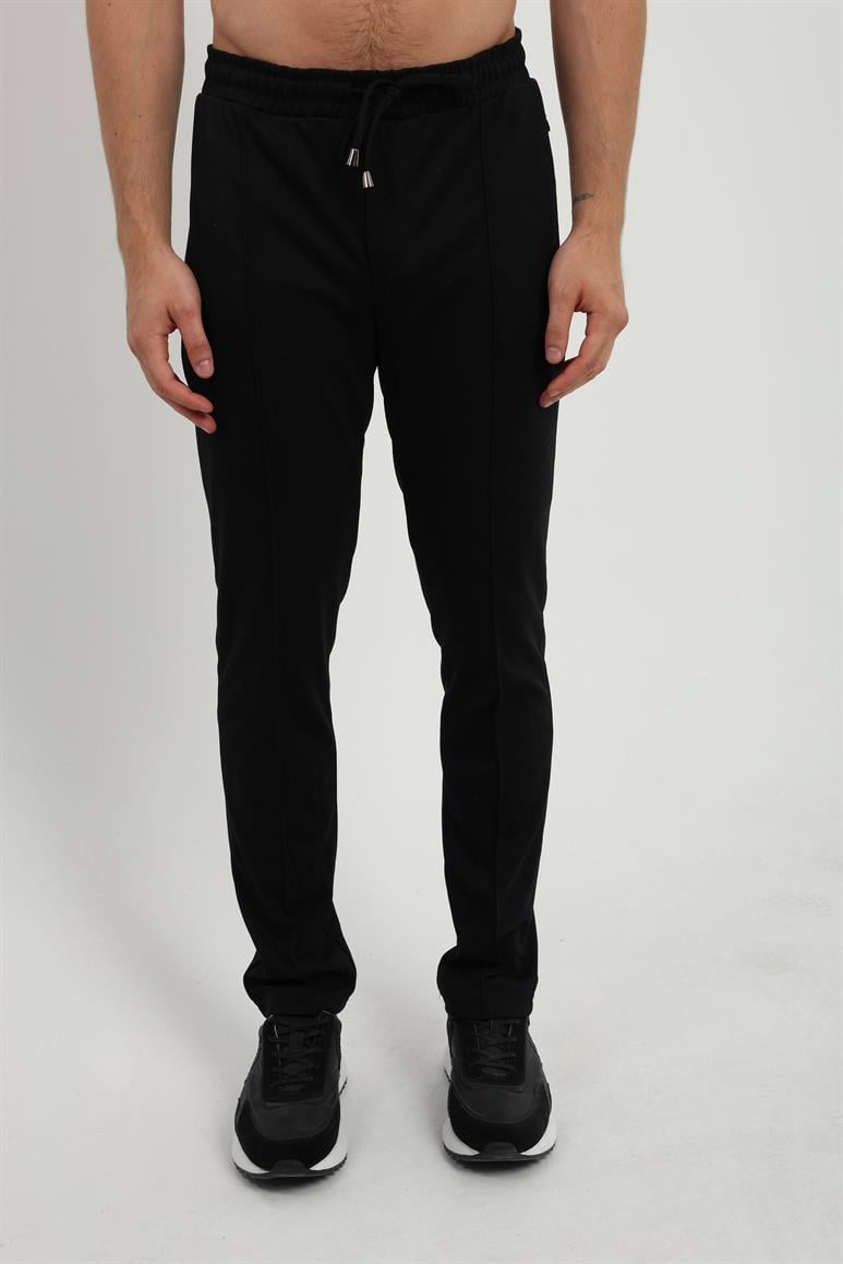 Siyah Nervür Dikişli Erkek Slim Fit Jogger Pantolon