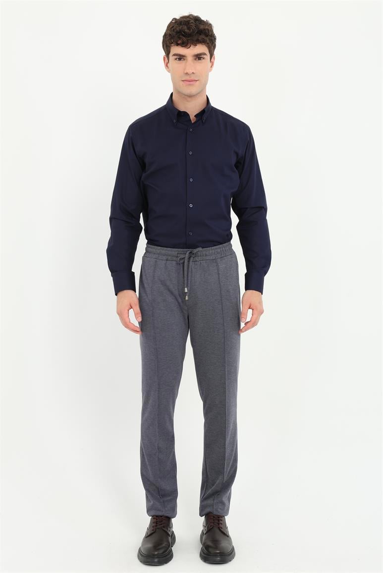 Lacivert Nervür Dikişli Erkek Slim Fit Jogger Pantolon
