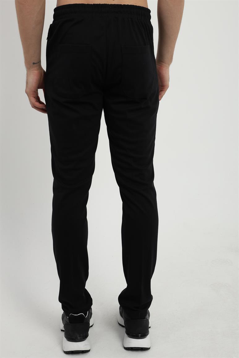 Siyah Nervür Dikişli Erkek Slim Fit Jogger Pantolon