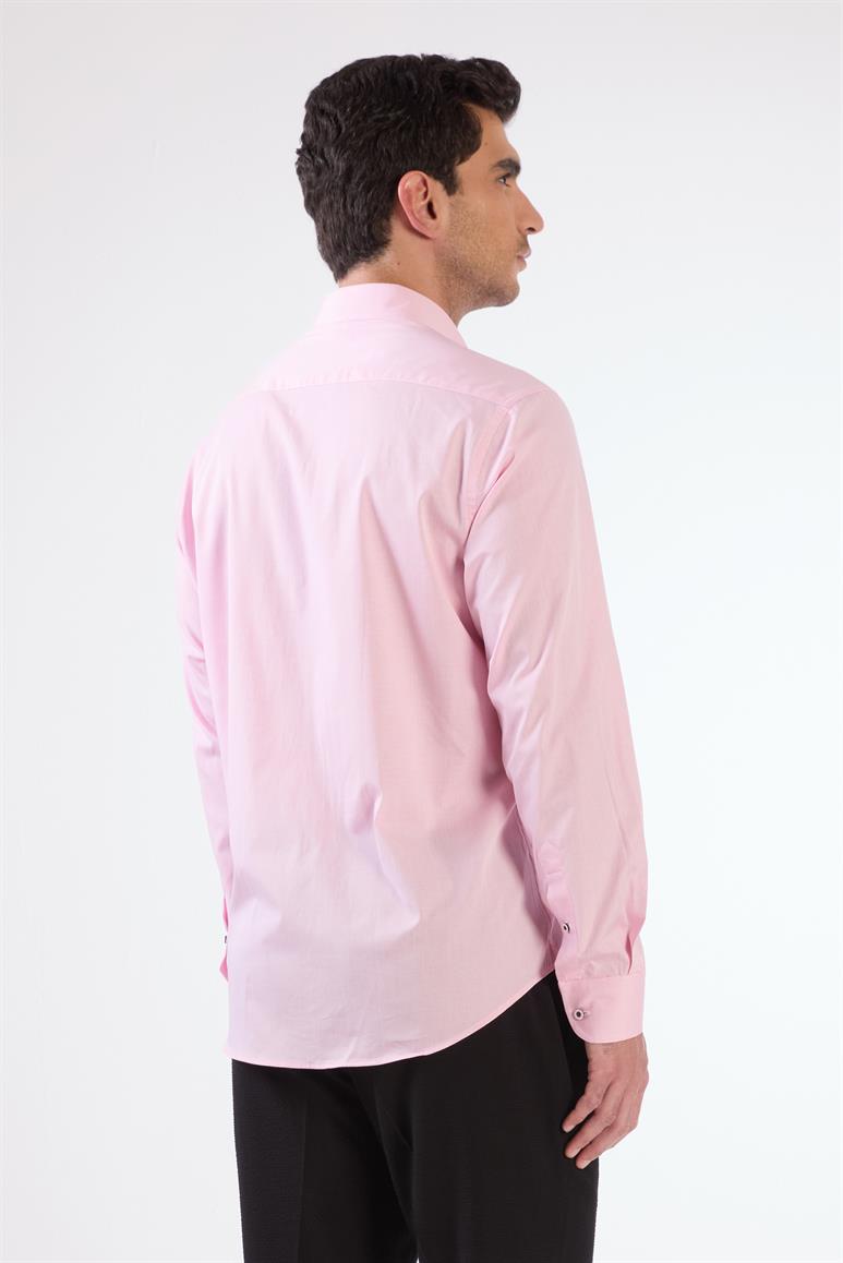 Pembe Erkek Regular Fit Kareli Brent Yaka Uzun Kol Gömlek 