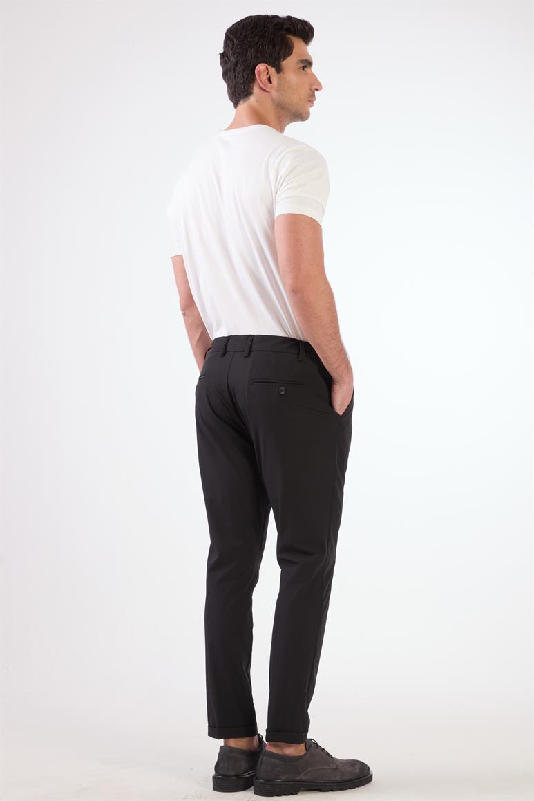 Siyah Bağcıklı Pileli Jogger Erkek Pantolon