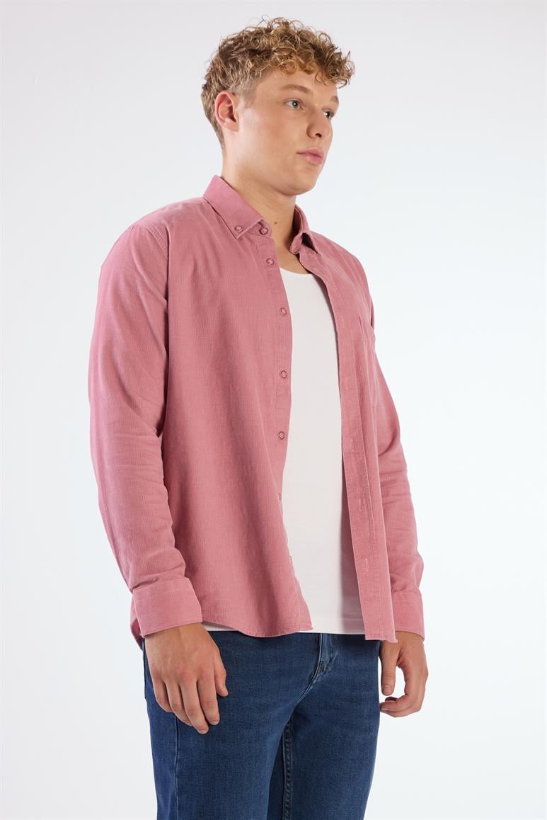 Pudra Fitilli Kadife Regular Fit Erkek Gömlek 