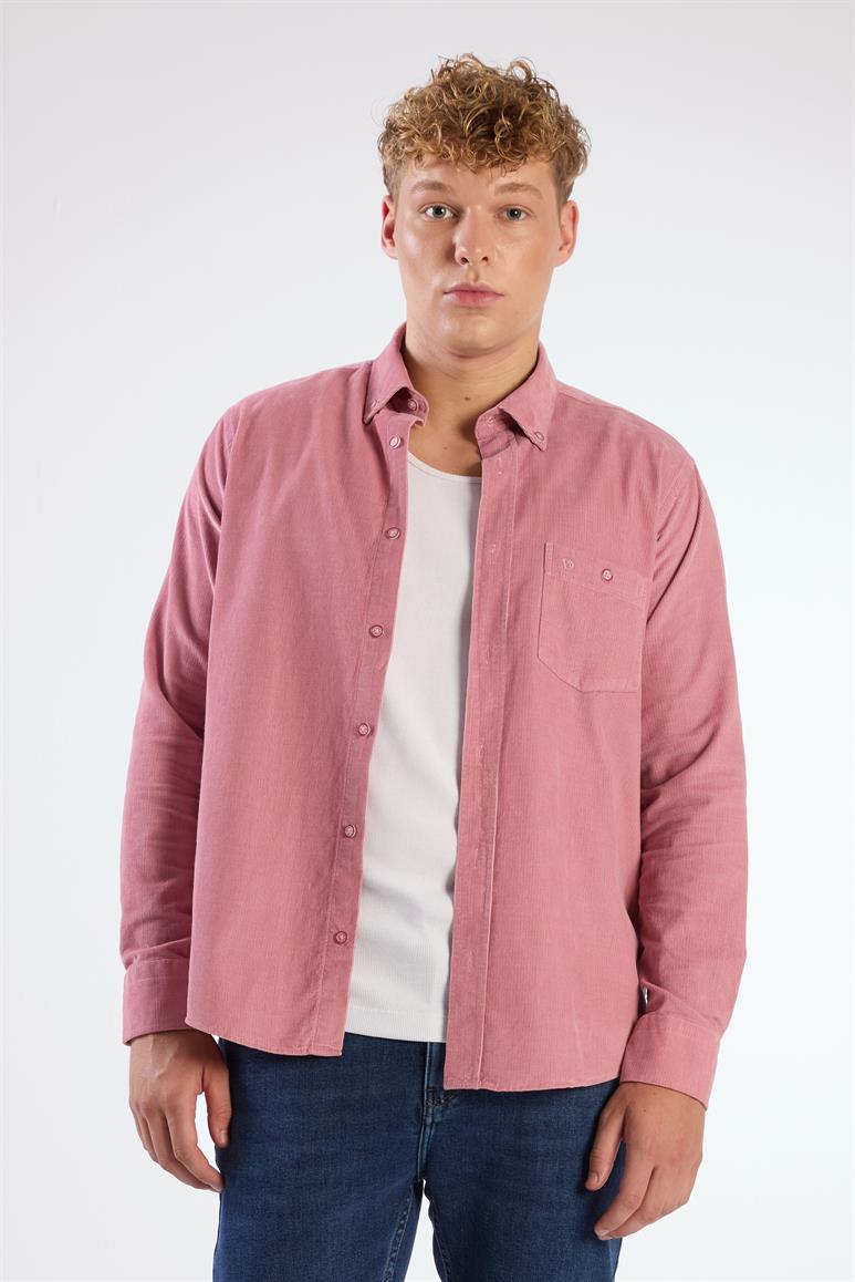 Pudra Fitilli Kadife Regular Fit Erkek Gömlek 