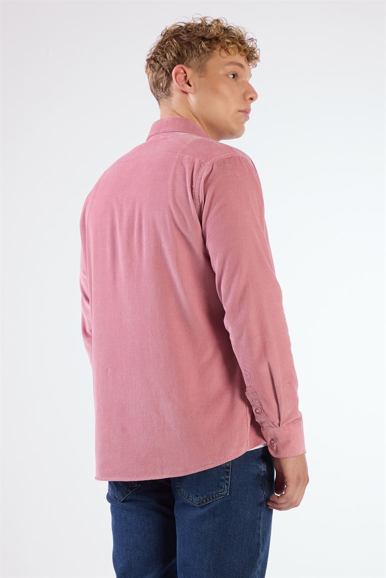 Pudra Fitilli Kadife Regular Fit Erkek Gömlek 