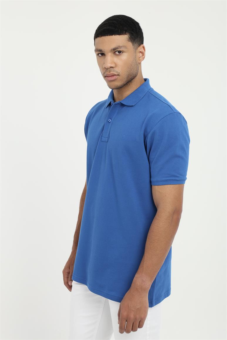 Saks Polo Yaka Pamuklu Düz Renk Slim Fit Erkek T