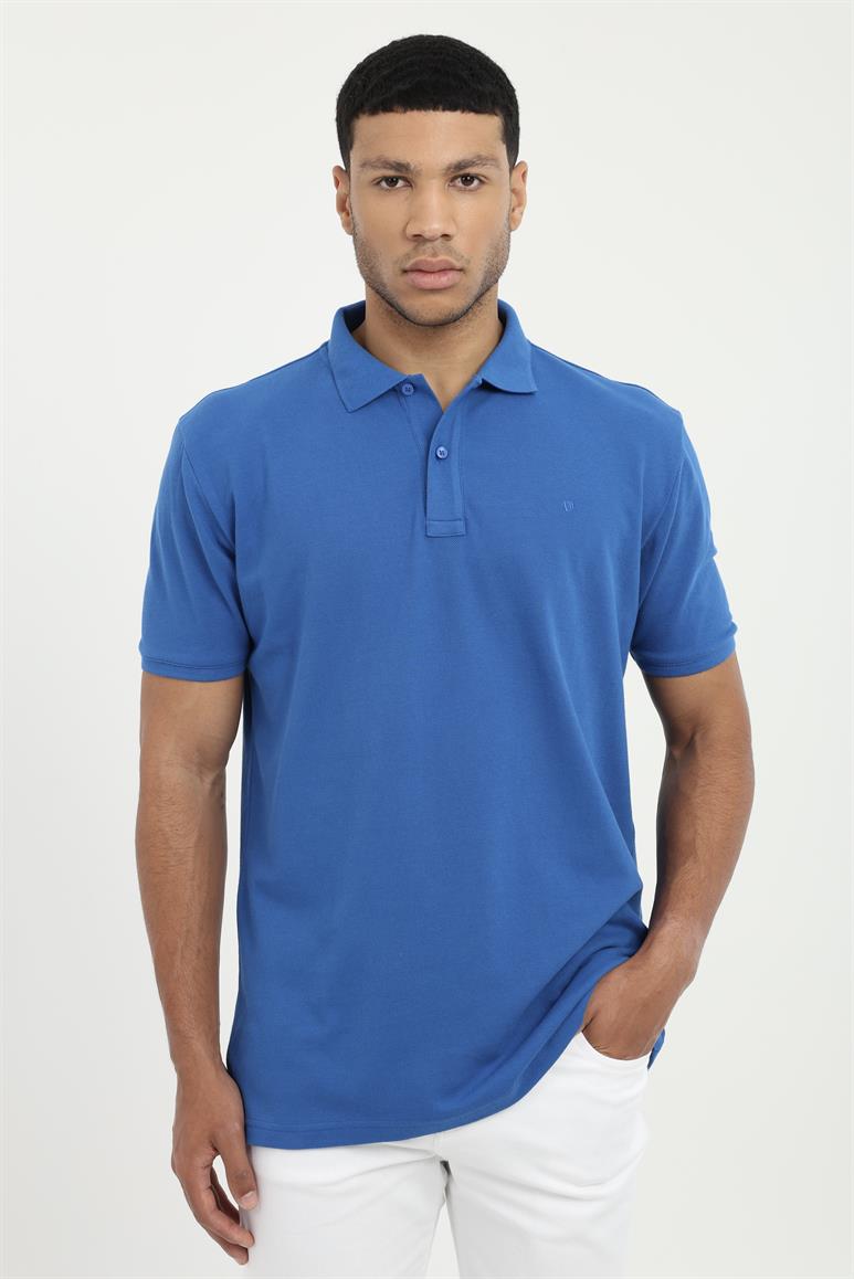 Saks Polo Yaka Pamuklu Düz Renk Slim Fit Erkek T