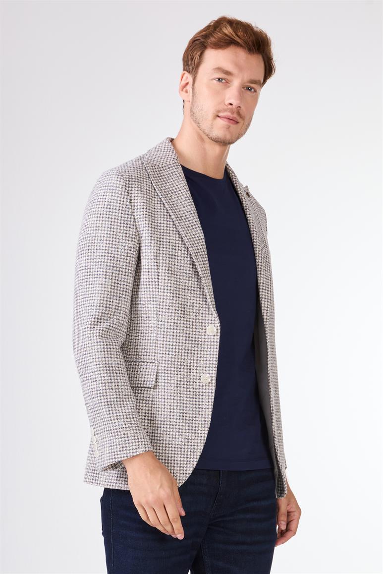 Saks Erkek Slim Fit Pitikare Desenli Sivri Yaka Casual Ceket 