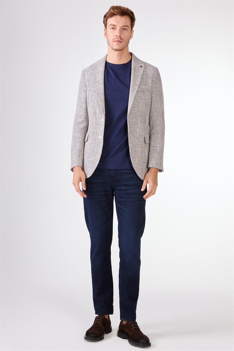 Saks Erkek Slim Fit Pitikare Desenli Sivri Yaka Casual Ceket 