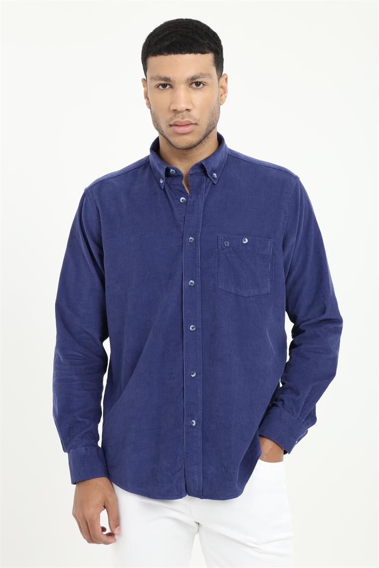 Saks Fitilli Kadife Regular Fit Erkek Gömlek 