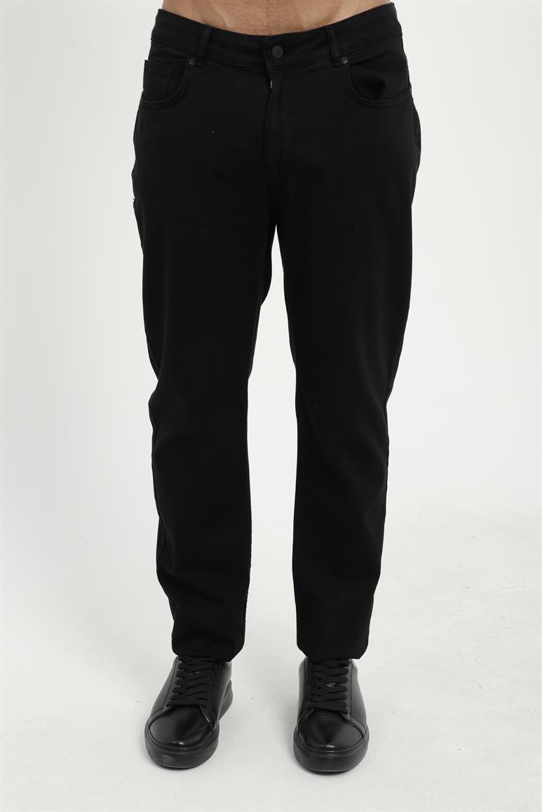 Siyah 5 Cep Düz Renk Slim Fit Erkek Pantolon