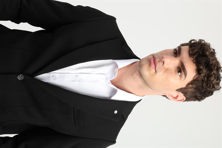 Siyah Armür Desen Slim Fit Erkek Ceket