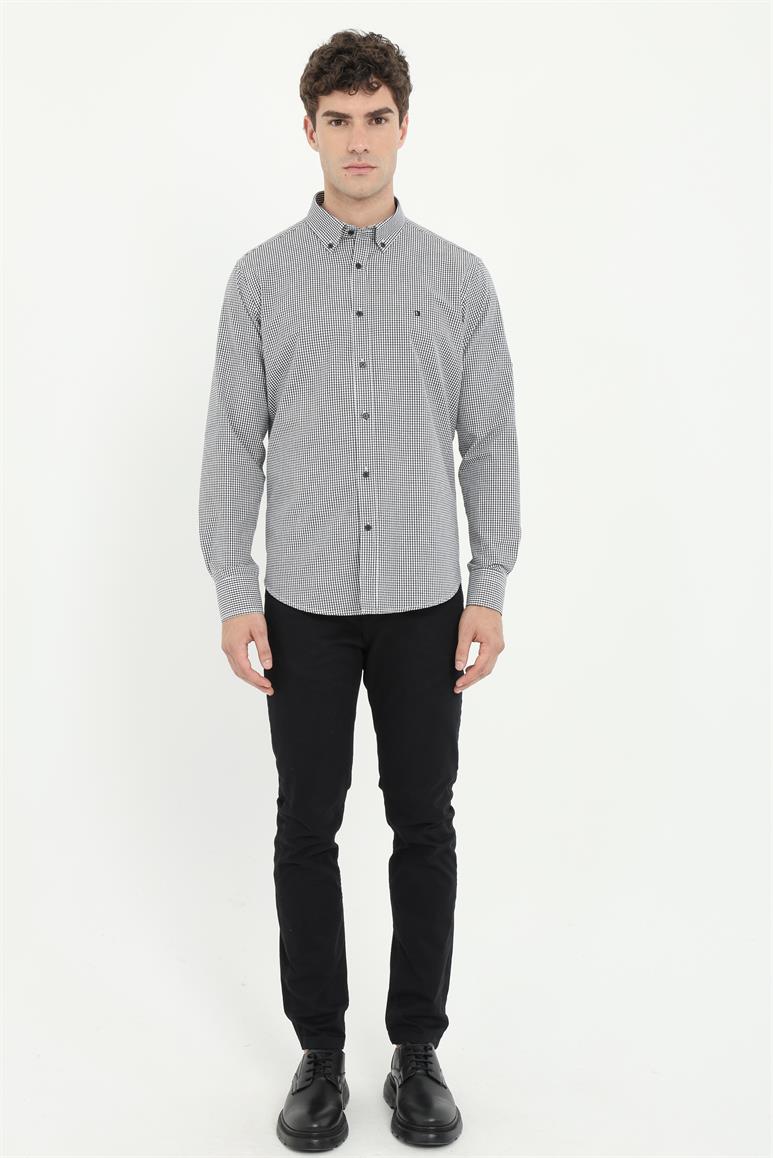 Siyah Çizgili Regular Fit Erkek Gömlek