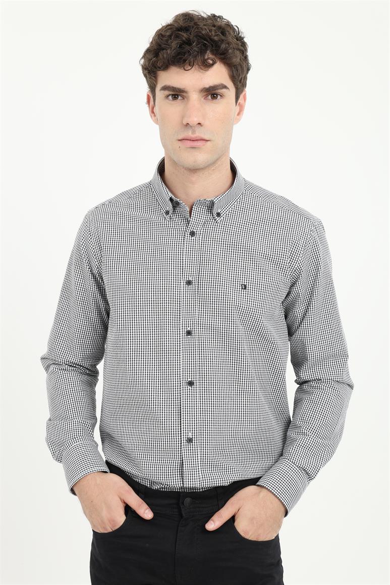 Siyah Çizgili Regular Fit Erkek Gömlek